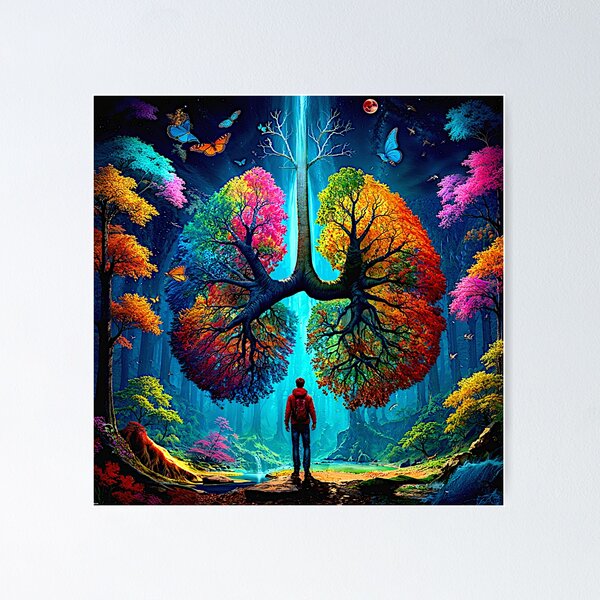Création Pictoul Poumons Vivants Art Médical Naturopathique art des poumons Poster