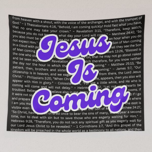 Item preview, Jesus is Coming Christian Typography Design white text designed and sold by PolynesianGrace.