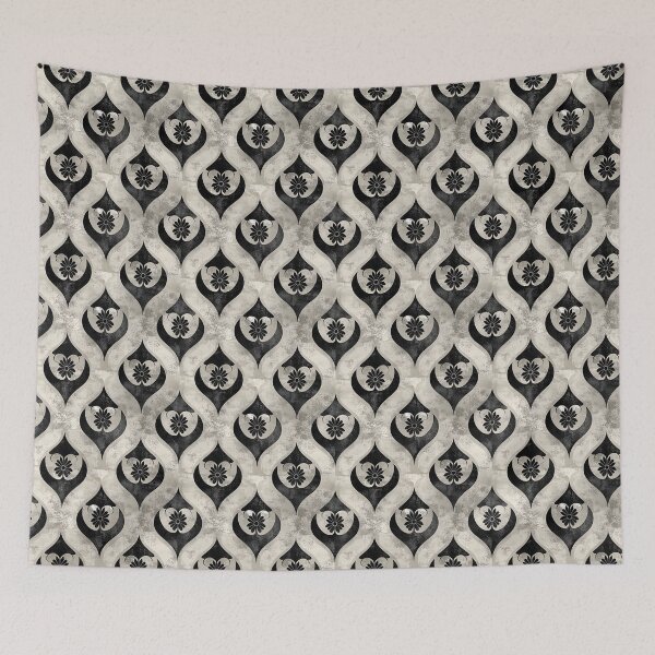 Item preview, Wave Teardrop-shaped Grunge Style Floral Ink Motifs designed and sold by WheresMyMojo.