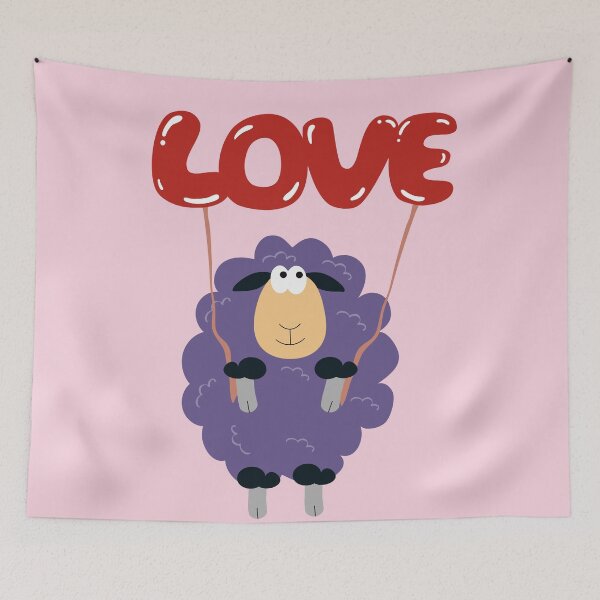 Item preview, Flat Design Illustration with Sheep Holding Love Balloons designed and sold by AlginaPugachova.