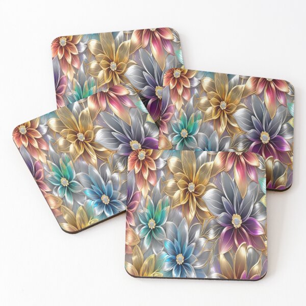 Item preview, Ethereal Bloom: A Translucent Symphony of Rainbow Florals and Metallic Elegance designed and sold by Artisfunforme.