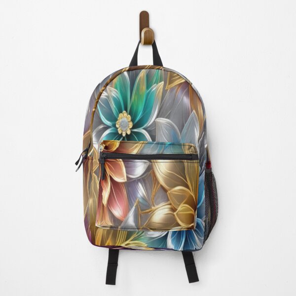 Item preview, Ethereal Bloom: A Translucent Symphony of Rainbow Florals and Metallic Elegance designed and sold by Artisfunforme.