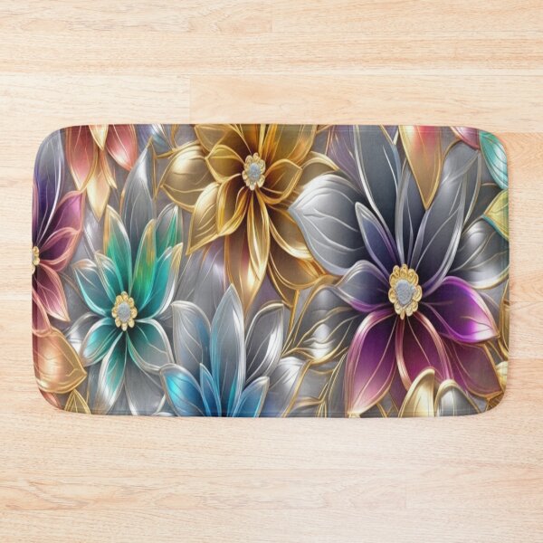 Item preview, Ethereal Bloom: A Translucent Symphony of Rainbow Florals and Metallic Elegance designed and sold by Artisfunforme.