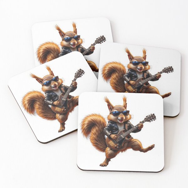Item preview, Sticker of a Squirrel Dressed as a Rockstar, Smashing a Guitar Premium Cool Trendy Best Gift designed and sold by Imaginarium of Chaos falcon88 .