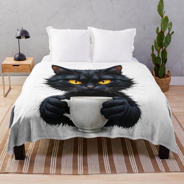 Item preview, Black Cat Coffee Vibes - Quirky and Cute Animal Art designed and sold by latelierdechris.