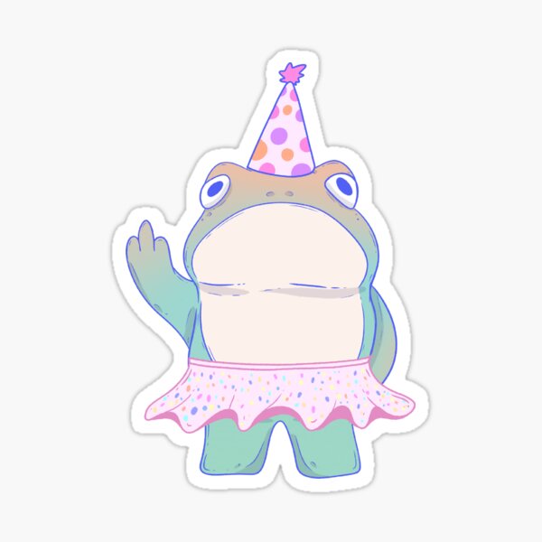 Item preview, Grumpy Frog in Party Hat and Tutu – Festive but Unimpressed designed and sold by Jess.a.creates.