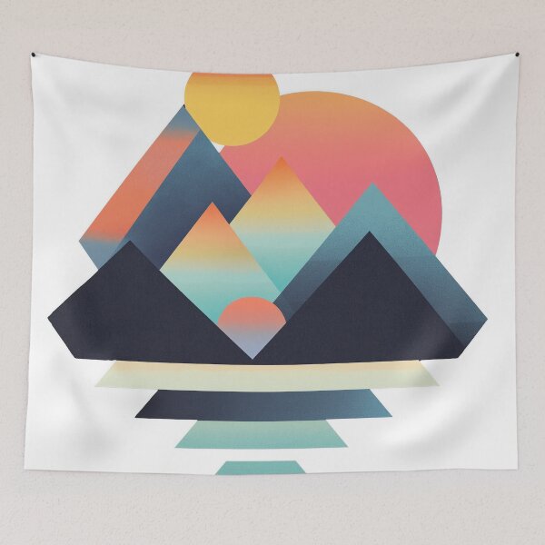 Item preview, Geometric Mountain Landscape with Sunset Reflections designed and sold by RobotKiller128.