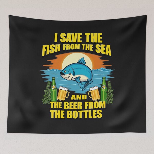 Item preview, Save the Fish, Enjoy the Beer - Fun Fishing and Beer Lover Design designed and sold by latelierdechris.
