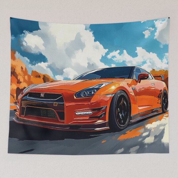Item preview, Inferno Drive – Orange Nissan GT-R V-Spec R35 Pop Art X designed and sold by AutoPopStudio.
