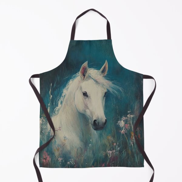 Item preview, white horse painting designed and sold by The Deep Studio.