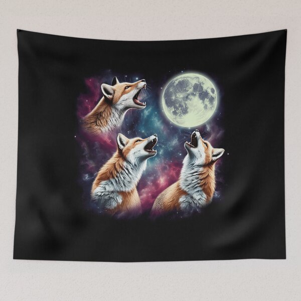 Item preview, Three Foxes Howling at Moon Funny Weird Cursed Meme designed and sold by Kimberley King Art  King Art.