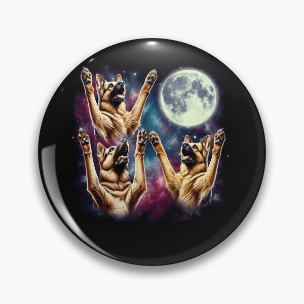 Item preview, Three German Shepherds Howling at Moon Funny Weird Cursed Meme designed and sold by Kimberley King Art  King Art.