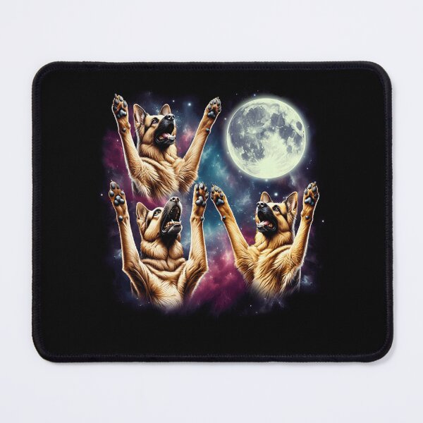 Item preview, Three German Shepherds Howling at Moon Funny Weird Cursed Meme designed and sold by Kimberley King Art  King Art.