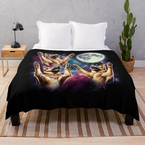 Item preview, Three German Shepherds Howling at Moon Funny Weird Cursed Meme designed and sold by Kimberley King Art  King Art.