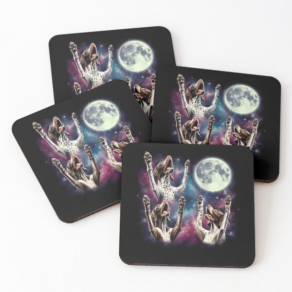 Item preview, Three German Shorthaired Pointers Howling at Moon Funny Weird Cursed Meme designed and sold by Kimberley King Art  King Art.
