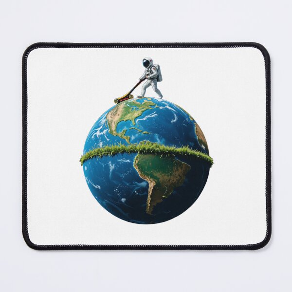 Item preview, Astronaut Lawn Mowing Earth - Unique Surreal Space Art designed and sold by latelierdechris.