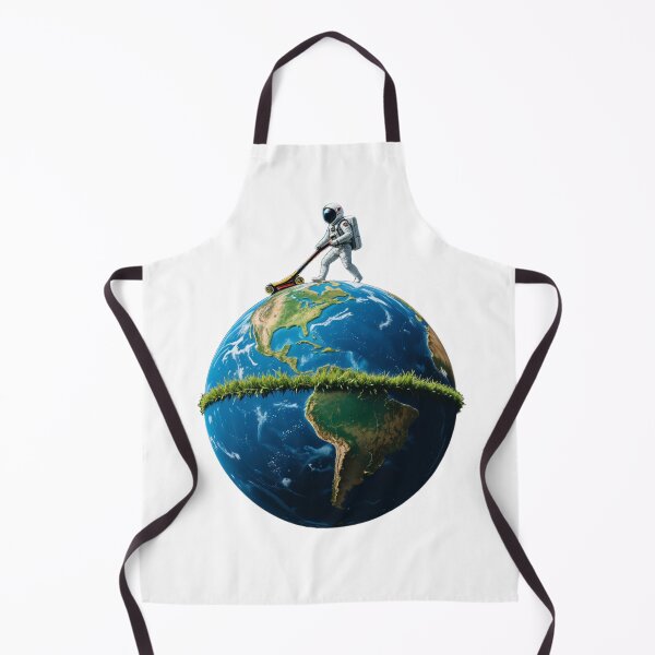 Item preview, Astronaut Lawn Mowing Earth - Unique Surreal Space Art designed and sold by latelierdechris.