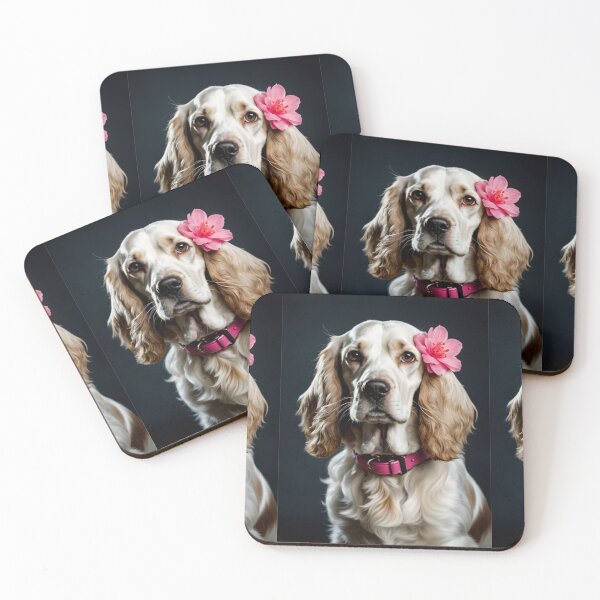Item preview, Cocker spaniel with flower and pink collar designed and sold by Coolparrotgirl.