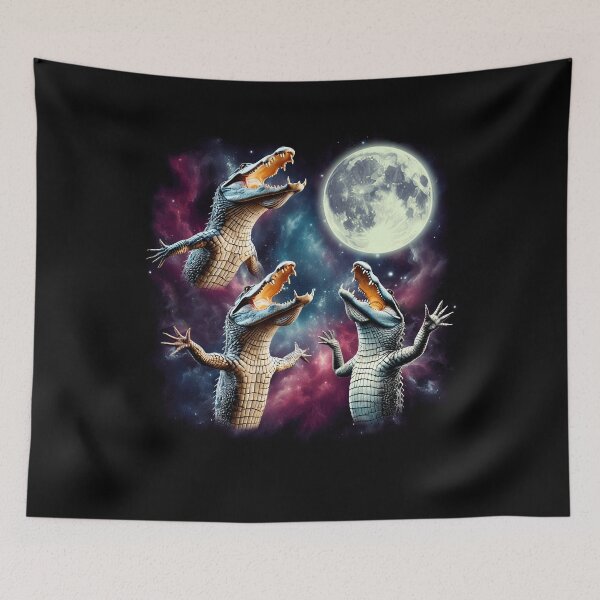 Item preview, Three Alligators Howling at Moon Funny Weird Cursed Meme designed and sold by Kimberley King Art  King Art.