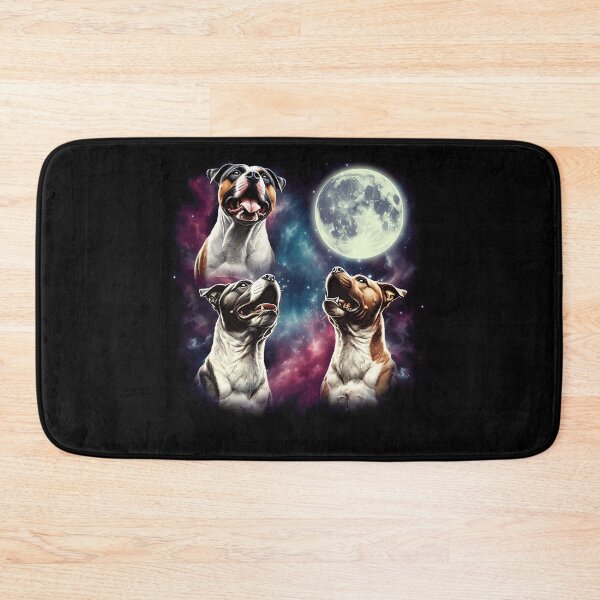 Item preview, Three American Staffordshire Terriers Howling at Moon Funny Weird Cursed Meme designed and sold by Kimberley King Art  King Art.