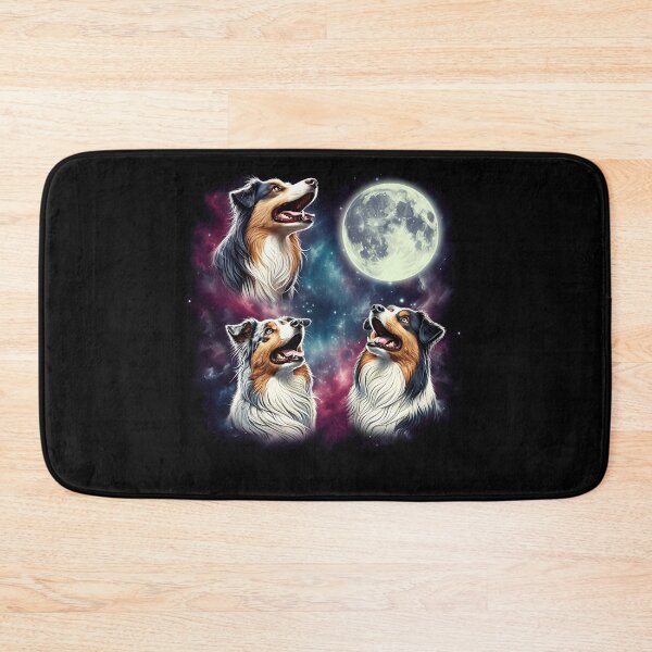 Item preview, Three Australian Shepherds Howling at Moon Funny Weird Cursed Meme designed and sold by Kimberley King Art  King Art.