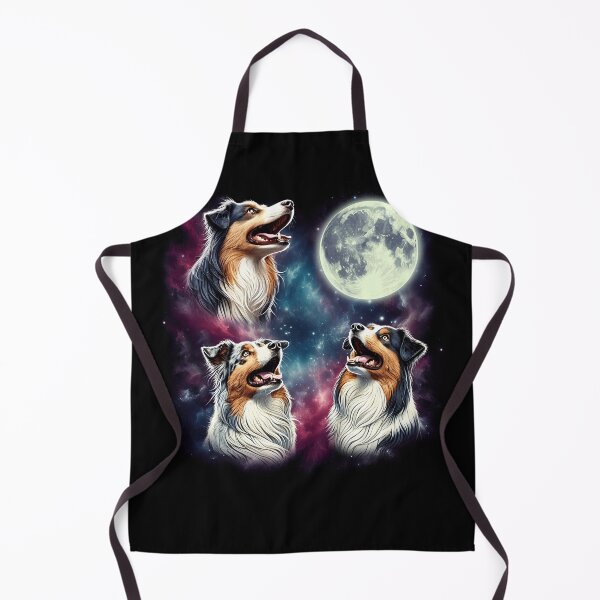 Item preview, Three Australian Shepherds Howling at Moon Funny Weird Cursed Meme designed and sold by Kimberley King Art  King Art.