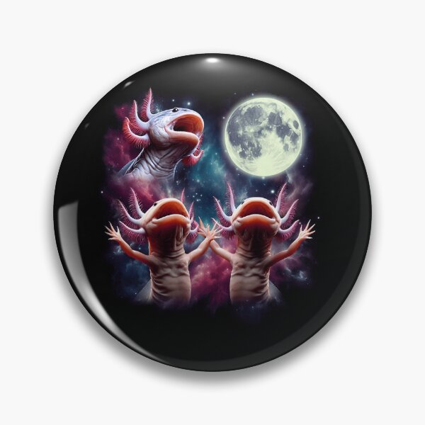 Item preview, Three Axolotls Howling at Moon Funny Weird Cursed Meme designed and sold by Kimberley King Art  King Art.