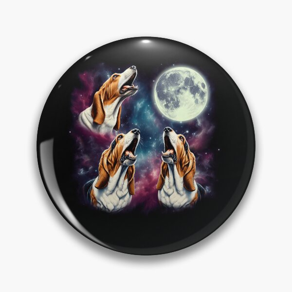 Item preview, Three Basset Hounds Howling at Moon Funny Weird Cursed Meme designed and sold by Kimberley King Art  King Art.