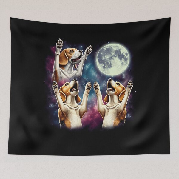 Item preview, Three Beagles Howling at Moon Funny Weird Cursed Meme designed and sold by Kimberley King Art  King Art.