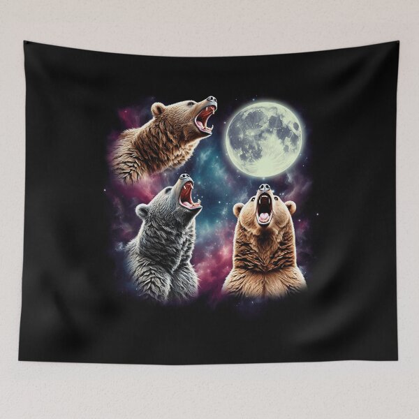 Item preview, Three Bears Howling at Moon Funny Weird Cursed Meme designed and sold by Kimberley King Art  King Art.