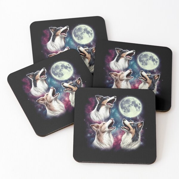 Item preview, Tres border collies aullando a la luna: meme gracioso y extraño designed and sold by Kimberley King Art  King Art.