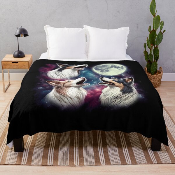 Item preview, Three Border Collies Howling at Moon Funny Weird Cursed Meme designed and sold by Kimberley King Art  King Art.