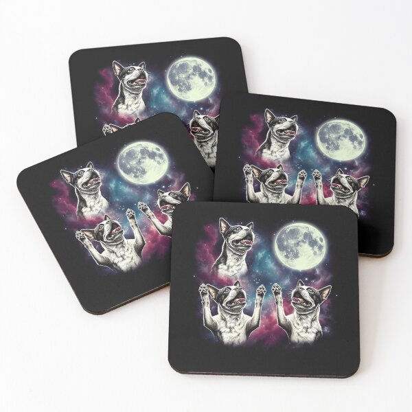 Item preview, Three Boston Terriers Howling at Moon Funny Weird Cursed Meme designed and sold by Kimberley King Art  King Art.