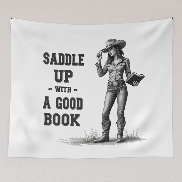 Item preview, Saddle Up with a Good Book - Western Reading Illustration designed and sold by latelierdechris.