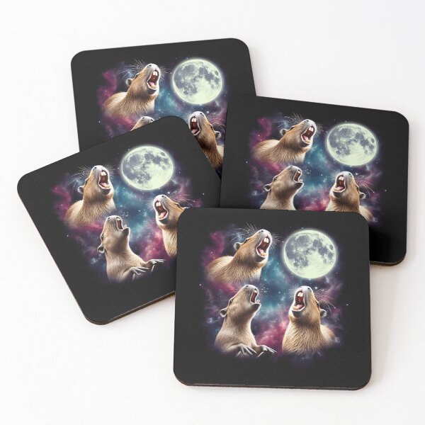 Item preview, Three Capybaras Howling at Moon Funny Weird Cursed Meme designed and sold by Kimberley King Art  King Art.