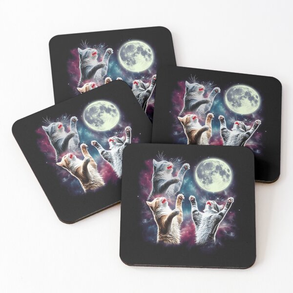 Item preview, Three Cats Howling at Moon Funny Kitten Weird Cursed Meme designed and sold by Kimberley King Art  King Art.
