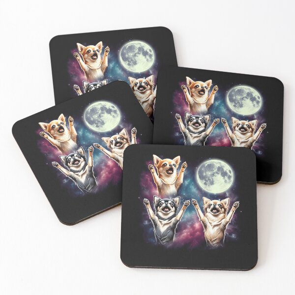 Item preview, Three Chihuahuas Howling at Moon Funny Weird Cursed Meme designed and sold by Kimberley King Art  King Art.