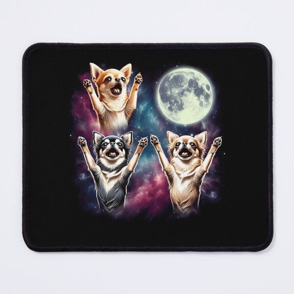 Item preview, Three Chihuahuas Howling at Moon Funny Weird Cursed Meme designed and sold by Kimberley King Art King Art.