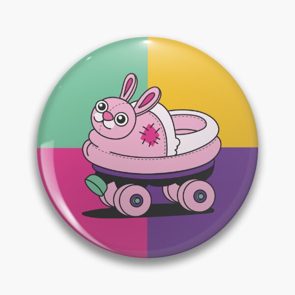 Bunny roller skate Button