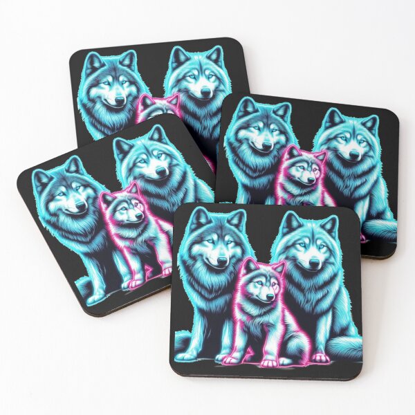 Item preview, Neon wolf family  designed and sold by mr-mudge-store.