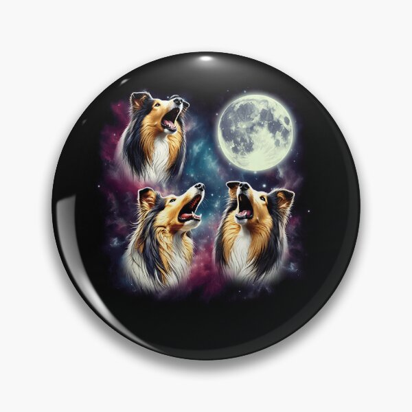 Item preview, Three Collies Howling at Moon Funny Weird Cursed Meme designed and sold by Kimberley King Art  King Art.