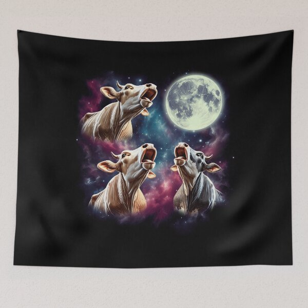 Item preview, Three Cows Howling at Moon Funny Farmer Weird Cursed Meme designed and sold by Kimberley King Art  King Art.