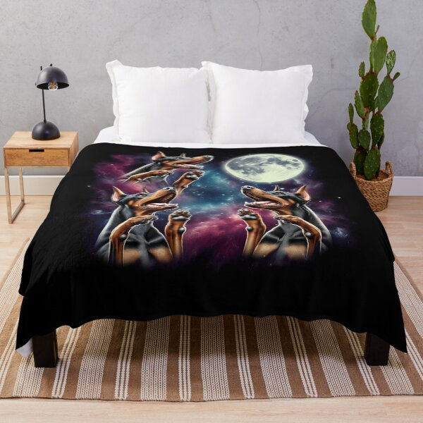 Item preview, Three Doberman Pinschers Howling at Moon Funny Weird Cursed Meme designed and sold by Kimberley King Art King Art.