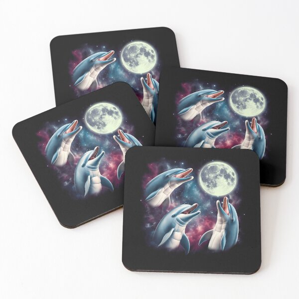 Item preview, Three Dolphins Howling at Moon Funny Weird Cursed Meme designed and sold by Kimberley King Art  King Art.