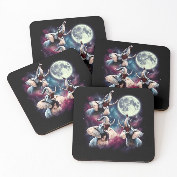 Item preview, Three Elephants Howling at Moon Funny Weird Cursed Meme designed and sold by Kimberley King Art  King Art.