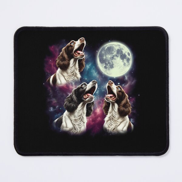 Item preview, Three English Springer Spaniels Howling at Moon Funny Weird Cursed Meme designed and sold by Kimberley King Art  King Art.