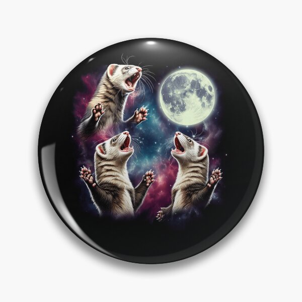 Item preview, Three Ferrets Howling at Moon Funny Weird Cursed Meme designed and sold by Kimberley King Art  King Art.