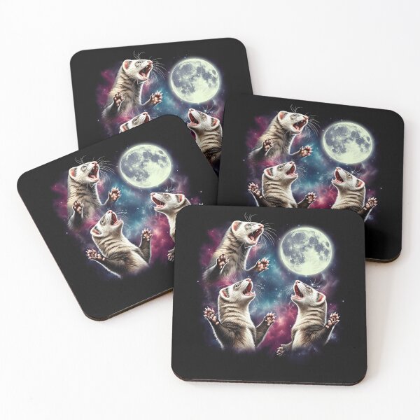 Item preview, Three Ferrets Howling at Moon Funny Weird Cursed Meme designed and sold by Kimberley King Art  King Art.
