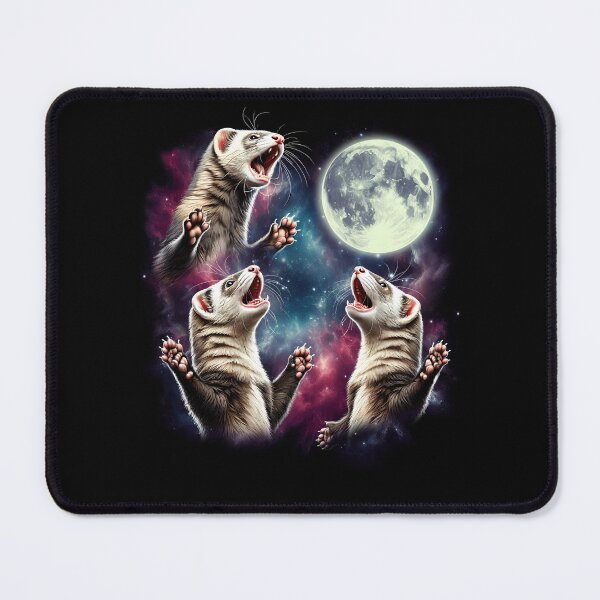 Item preview, Three Ferrets Howling at Moon Funny Weird Cursed Meme designed and sold by Kimberley King Art  King Art.