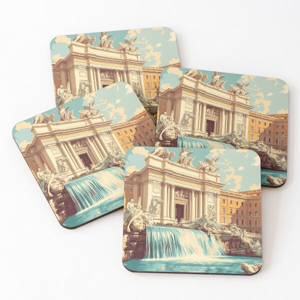 Item preview, Retro Travel Poster Trevi Fountain Rome Vintage Artwork designed and sold by StrasserArt.